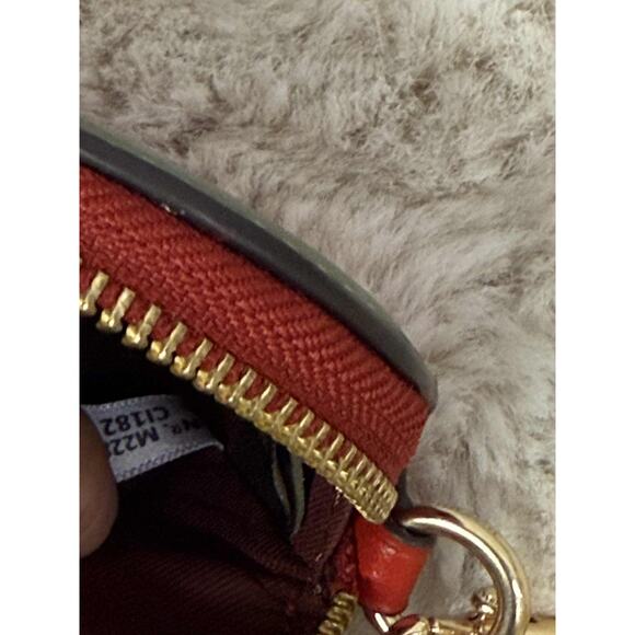 COACH Leather Strawberry Coin Case w/ Crossbody Chain Strap Creed # C1182 - Picture 8 of 9